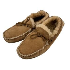 Qwaruba Autstralian Sheepskin Suede Slippers Mens Size 12 Rubber Sole